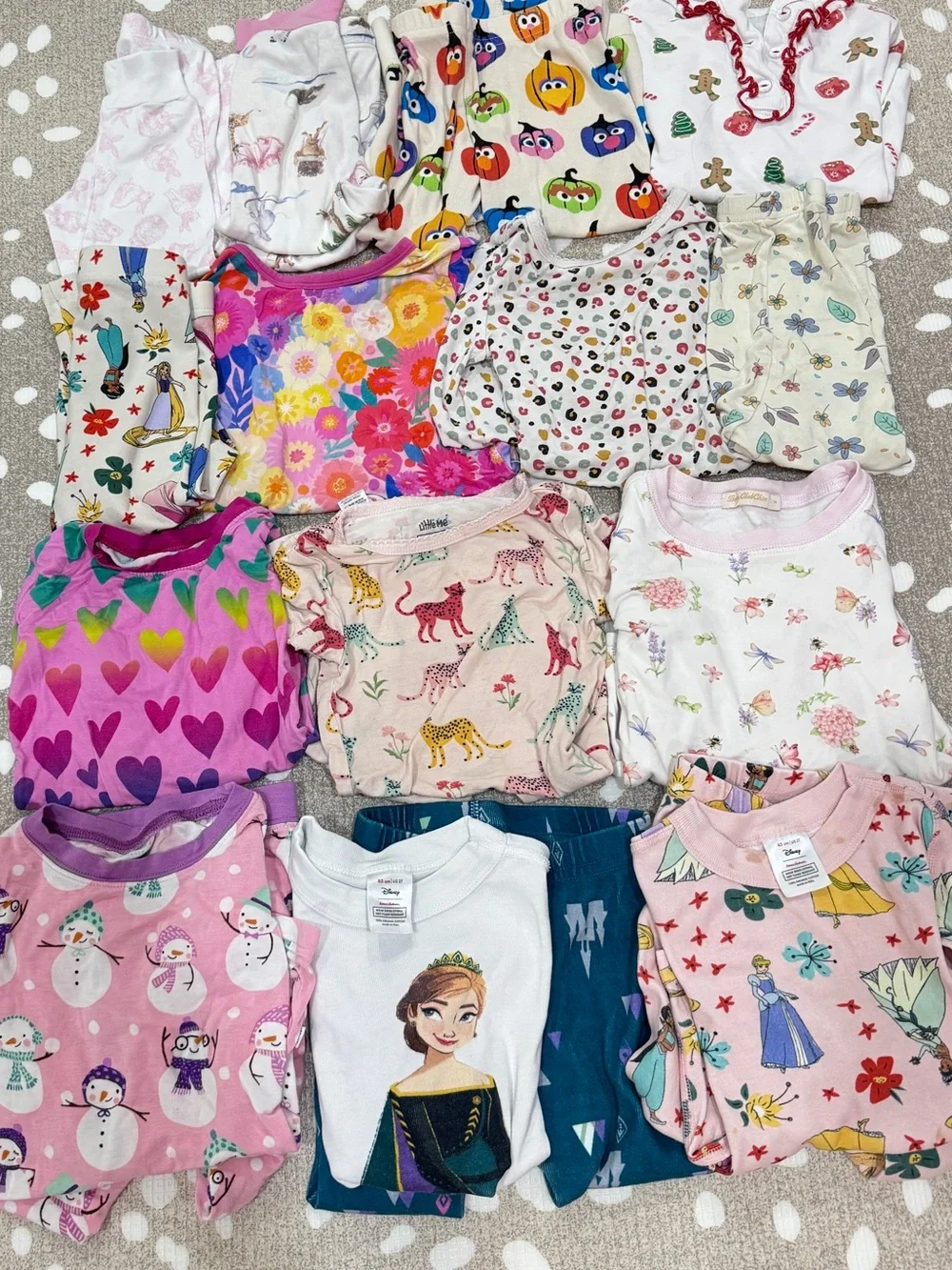 Lot of 19 Bamboo pajamas set disney princess cotton long sleeve pants tee pima